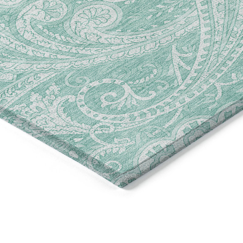 Tapis bleu sarcelle et ivoire lavable à l'extérieur 5 pi x 8 pi bleu sarcelle et ivoire
