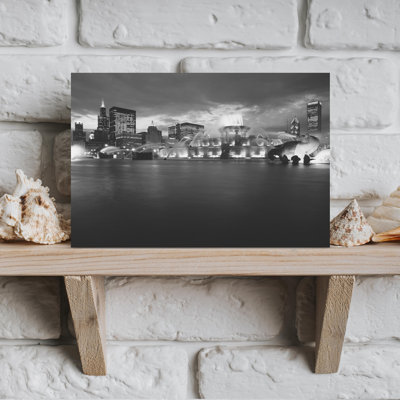Fountain Lit Up At Dusk Buckingham Fountain Grant Park Chicago Illinois USA by Jerry Driendl Photography - Wrapped Canvas Print