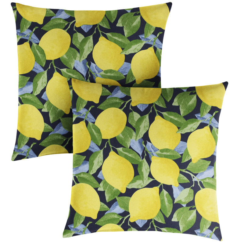  Housse de coussin d'extérieur carré Lemons, 16 po x 16 po