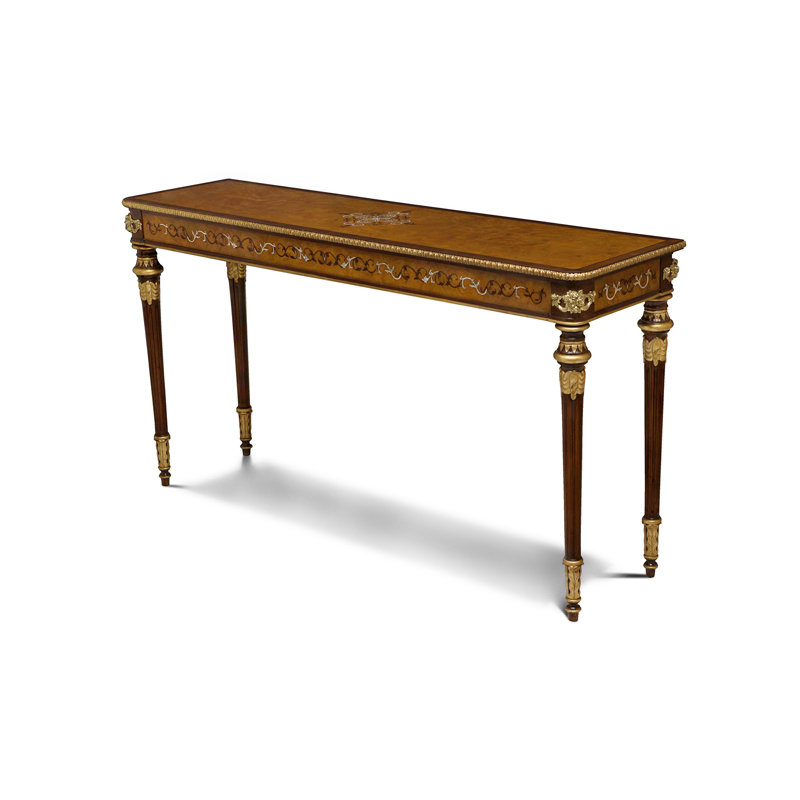 Finneas Myrtle Burl & Gold Gilt Elegance Console Table