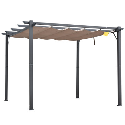 Outsunny Pergola with Retractable Shade Canopy, Aluminum