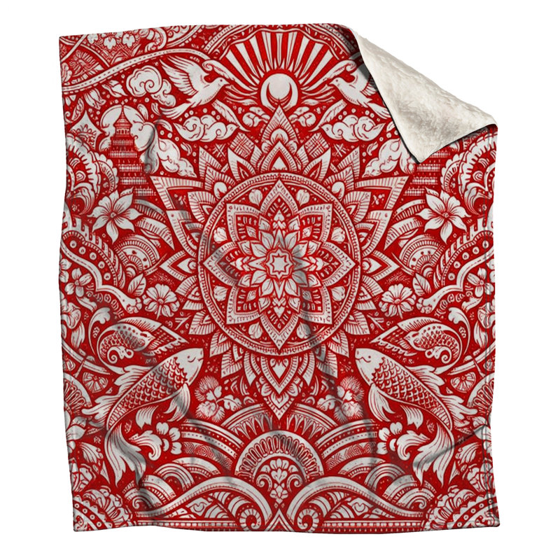 Couvertures complexes d'art rouge mandala, 50 po L x 60 po H