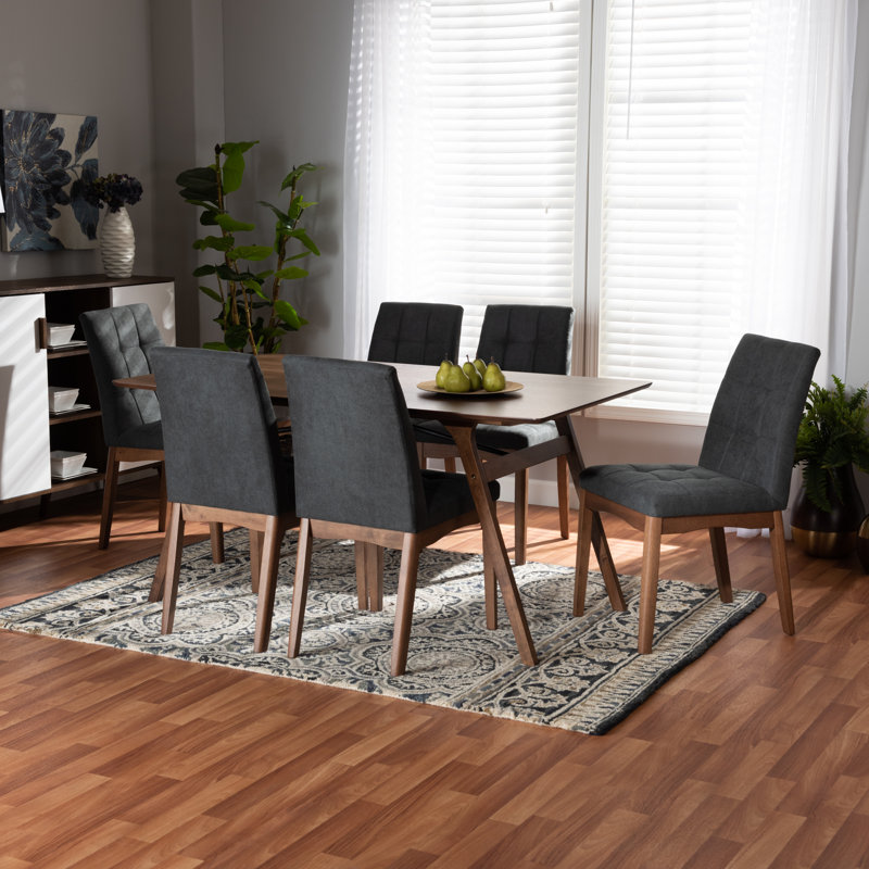 Cedrial 6 - Person Four Leg Dining Set, Dark Gray
