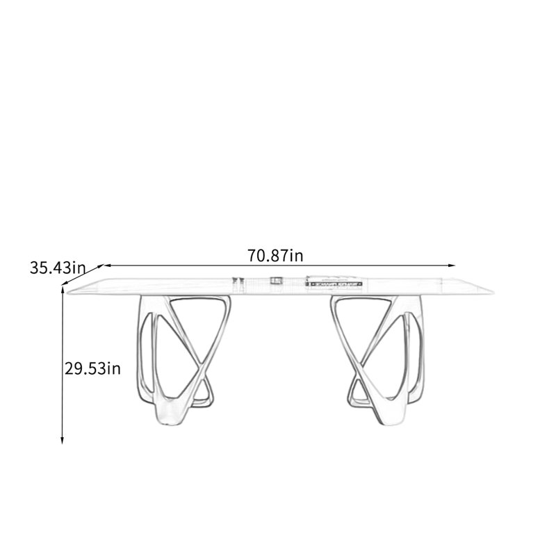 Luxueux plateau en ardoise avec pieds stables., H 29,53 po x L 70,87 po x l 35,43 po