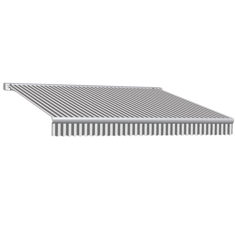 Auvent rétractable avec cassette Awntech Key West, Côté gauche, H 10 po x l 168 po x P 120 po, Rayures noires et blanches