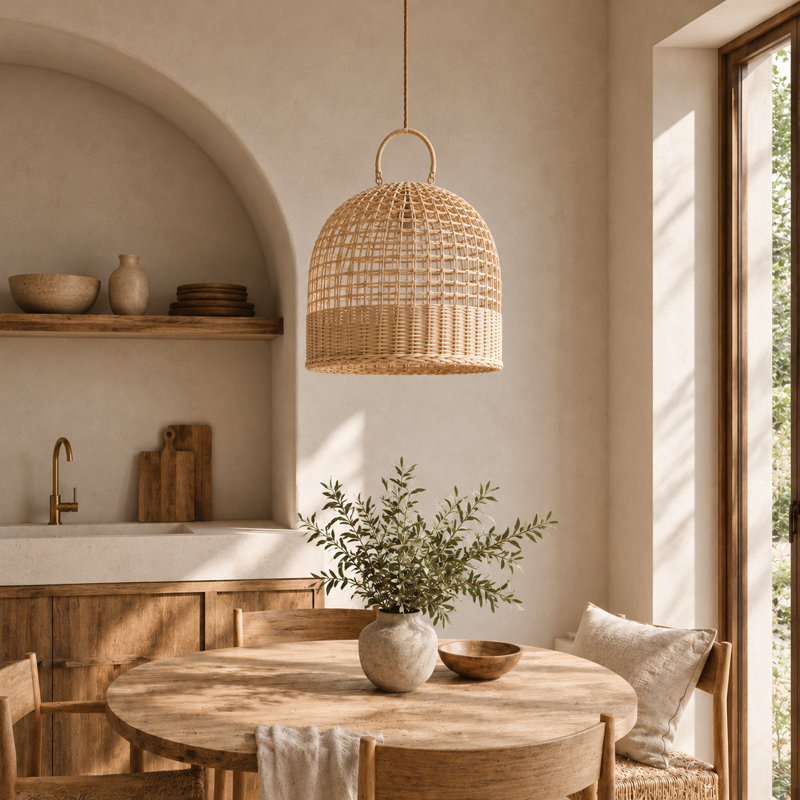 15.7 in. H Rattan Dome Pendant Shade