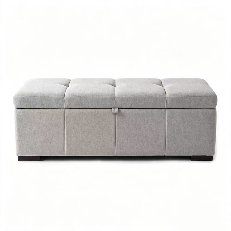 Banc moderne avec bout de lit, tabouret de canapé rembourré avec rangement, repose-pieds rectangulaire avec rangement, repose-pieds avec rangement