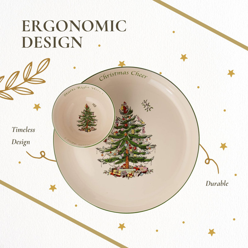 Spode Christmas Tree Chip and Dip Platter
