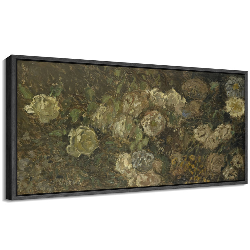 Impressionnisme sur toile, impression de jardin impressionniste, H 30 po x l 60 po, Noir, noir, noir, noir
