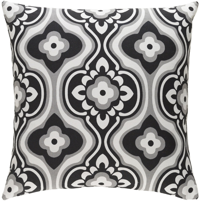 Trudy 100% Cotton Throw Pillow, Black/ White, Down/Feather