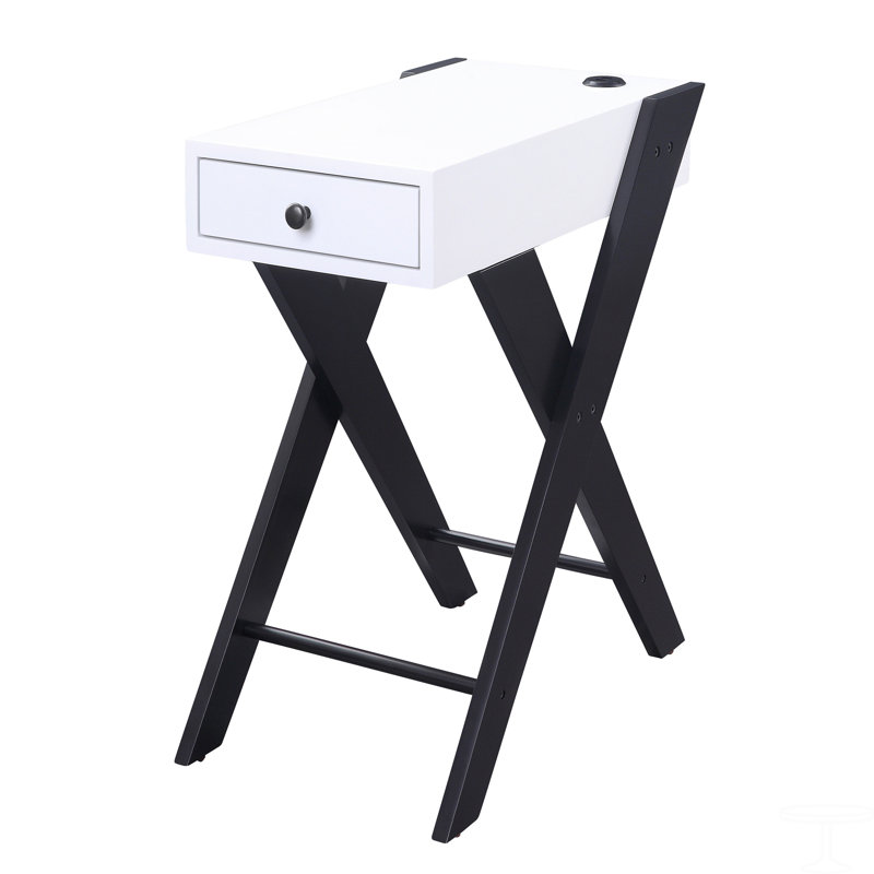 Table d'appoint avec ports USB, Blanc