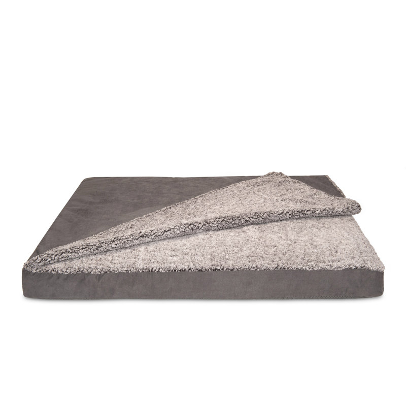 Berber and Suede Blanket Top Cooling Gel Top Dog Bed Pillow, Gray, Jumbo (40" W x 32" D x 4" H)
