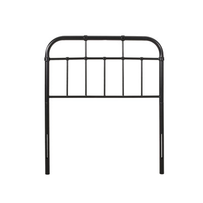 Industrial Twin Size Headboard With Iron Frame, Smooth Curved Edges And Piped For Restful Nights Frame Flat Black Color Bedroom Styling