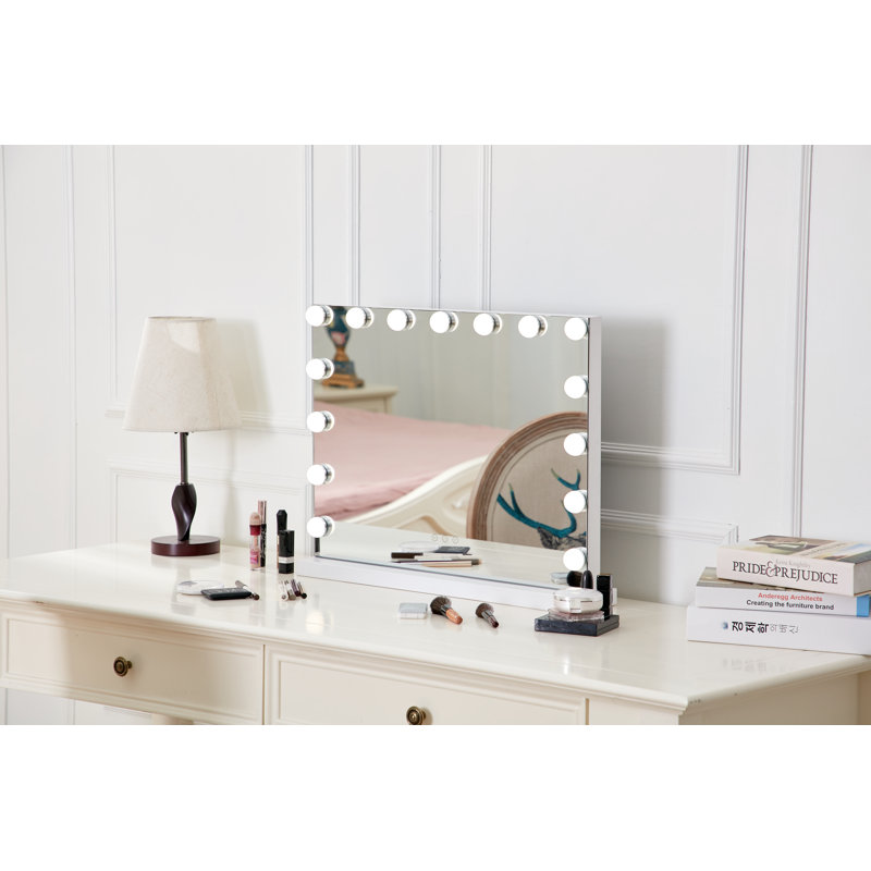Miroir de maquillage / rasage Hollywood, H 17,3 po x l 22,8 po x P 5,5 po