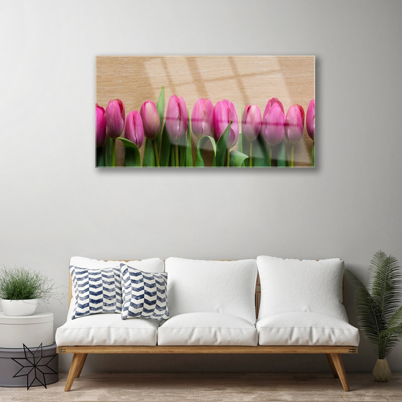 Glass Print Wall Art 100X50cm Image Printed On Glass Decorative Wall Picture Behind Toughened / Tempered Safety Real Glass For Kitchen & Living Room Theme: Flowers Floral