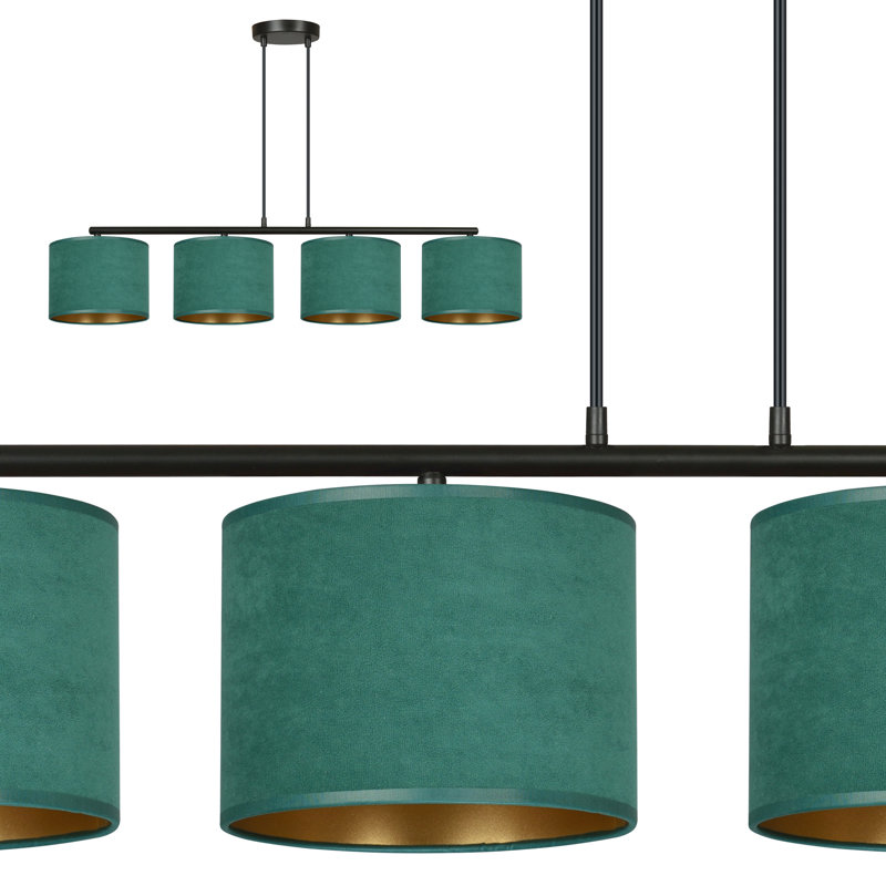 Eamie 4 - Light Kitchen Island Drum Pendant, Green