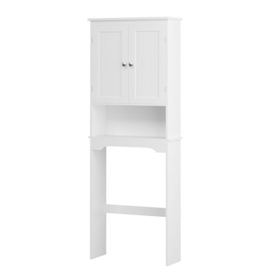 Bathroom Storage Cabinet Over Toilet, White Shelf With Adjustable Partition Board Toilet Cabinet, Wood