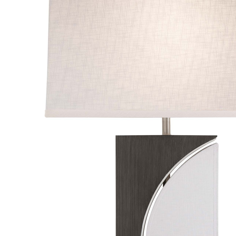 Half Moon Table Lamp with Nightlight Feature - 30", Dark Brown Wood 4-Way Rotary Switch, Charcoal Gray