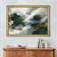 Abstrait vagues océaniques dans des tons vert foncé et blancs pour le salon, art mural encadré 26 po x 36 po-1095078534-1095078533