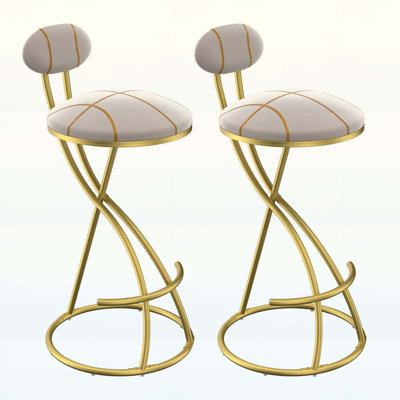 Ensemble de 2 chaises d'appoint rondes rembourrées, Doré