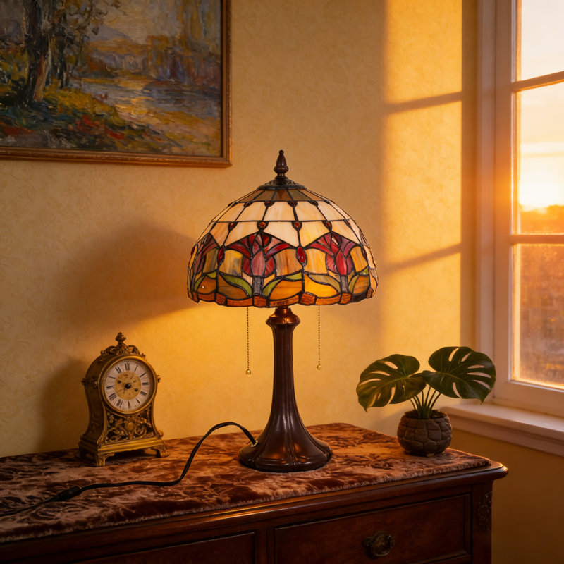 Lampe de table tiffany 11,8 "à 2 lumières Tulip