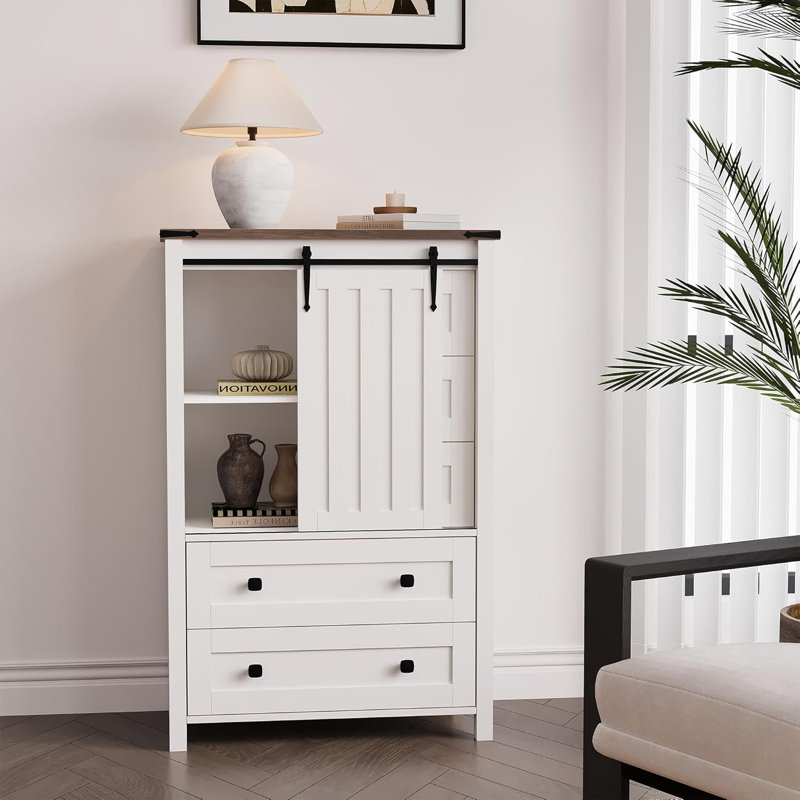 Commode 5 tiroirs Farmhouse, Blanc
