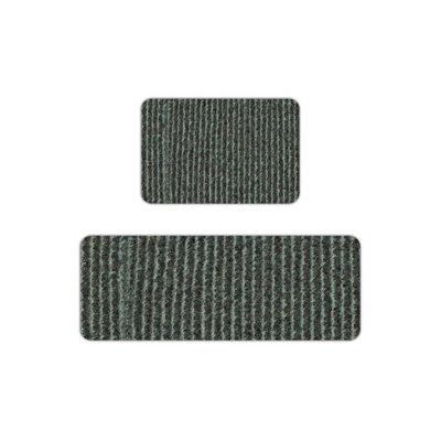 Tapis de cuisine antidérapant rayé vert foncé, 2 pièces