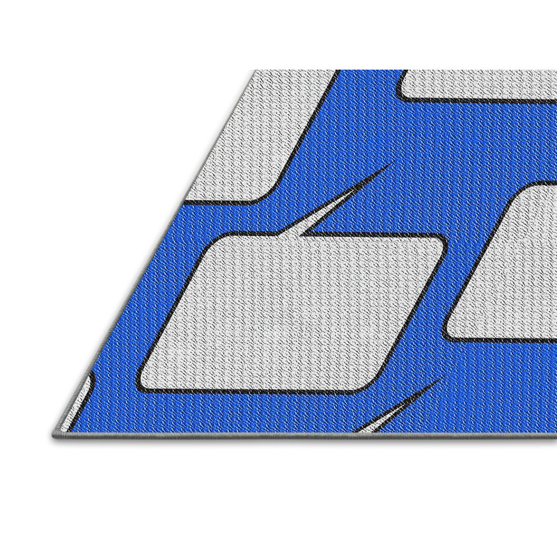 Tapis bleu/blanc à motifs, Rectangle 8 pi x 12 pi
