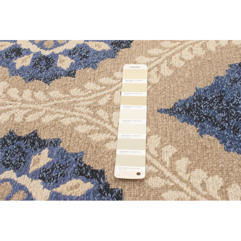 Tapis kaki en laine tissé à plat à motif géométrique Kerensa, Rectangle 3 pi 6 po x 5 pi 6 po