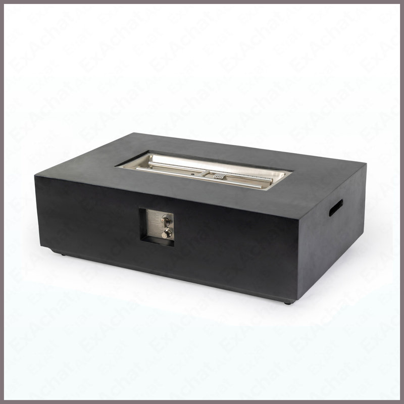 Rectangular Concrete Propane Fire Pit Table 40000 BTU For Outdoor Patio Garden Backyard, Charcoal
