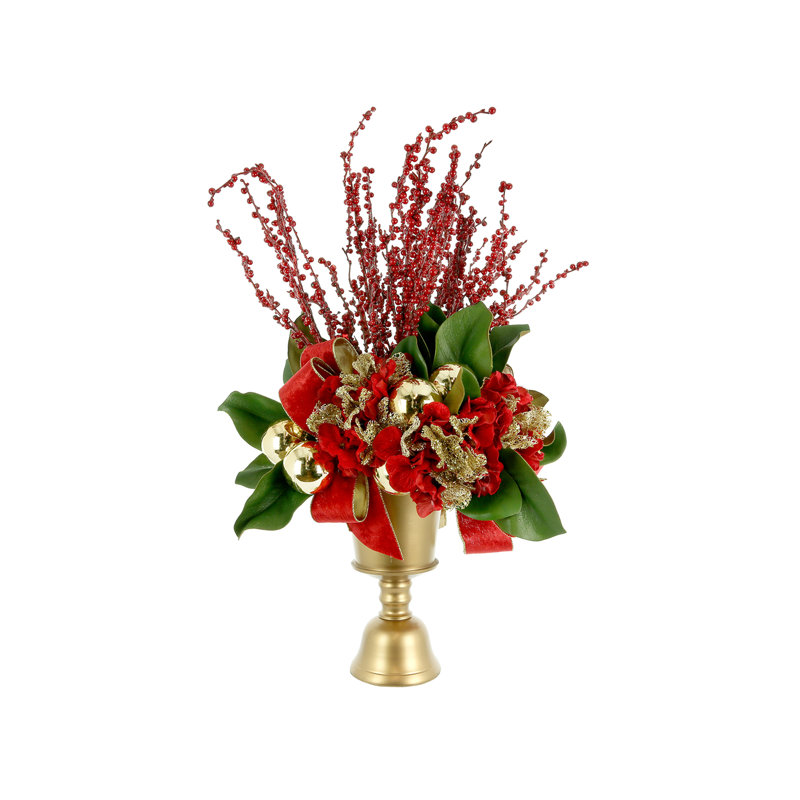 Holiday Arrangement With Hydrangeas And Berries
