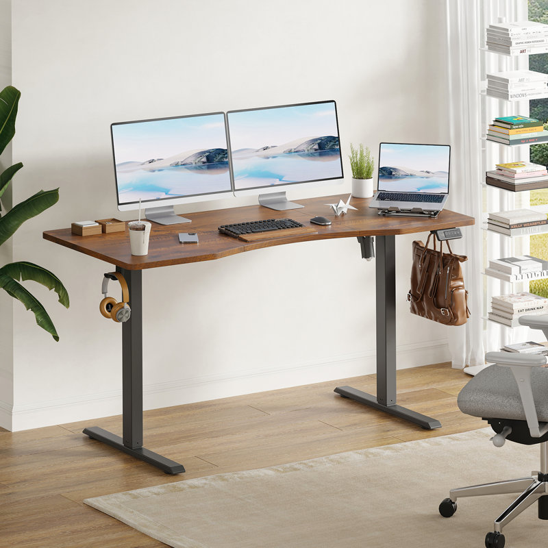 Soliha Adjustable Height Iron Standing Desk, Rustic Brown/Black