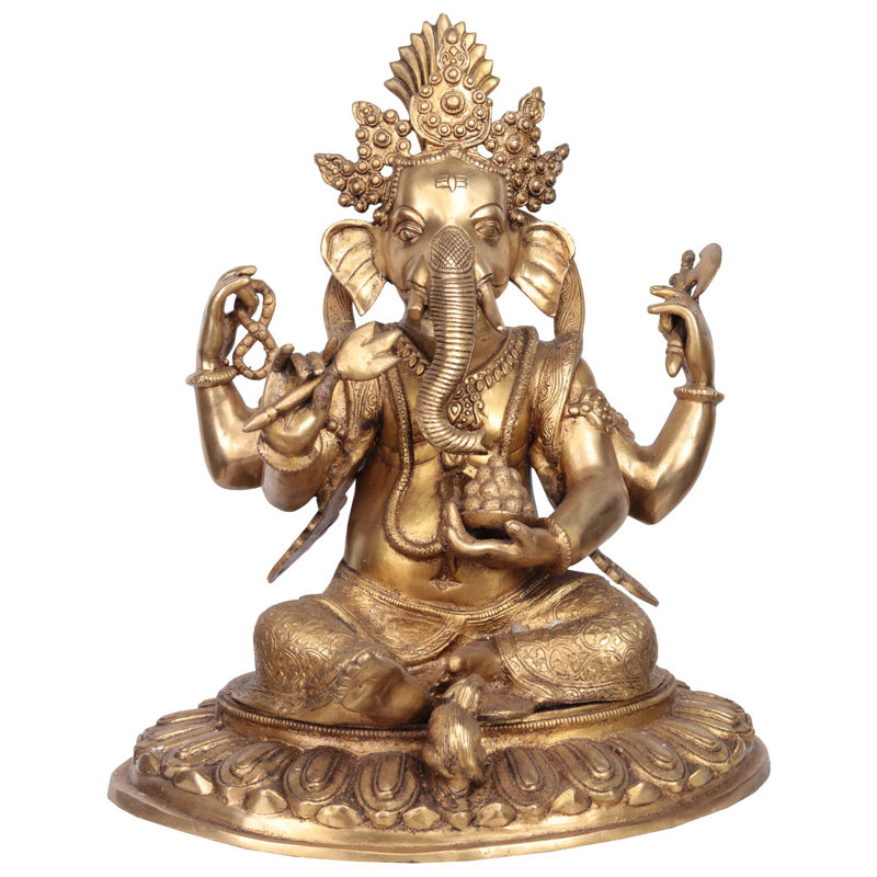 Statue népalaise de seigneurs Ganesha, Or