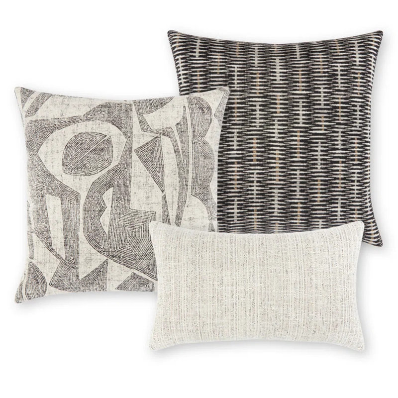 Influence Acrylic Throw Square Indoor/Outdoor Pillow Cover & Insert by Elaine Smith, Gray/Beige, Faux Down, 20"H x 20"W