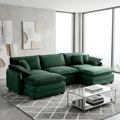 Kaoruko Oversized Modular Cushioned Sofa With Conversible Ottoman, 3-seater Sofa With 2 Footstools