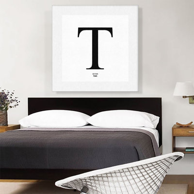 " Modern Black And White Gray Serif Alphabet Letter T "