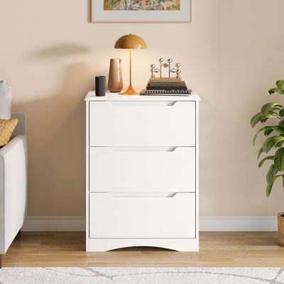 Commode moderne à 3 tiroirs - Commode de table de chevet et commode avec poignées encastrées pour la chambre à coucher, le salon ou le bureau