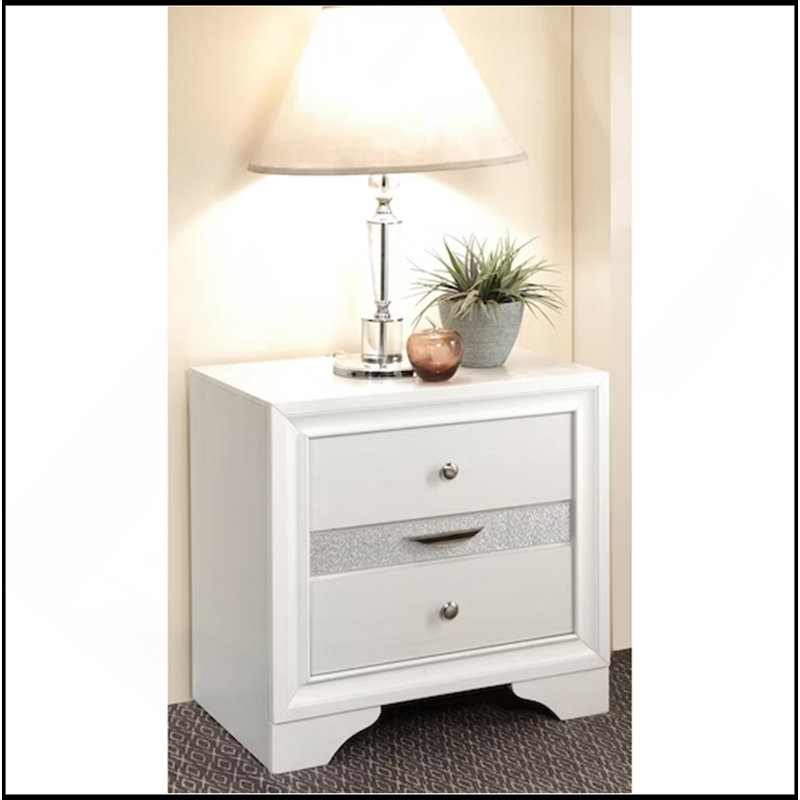 2 tiroirs et 1 table de chevet à bijoux, Blanc