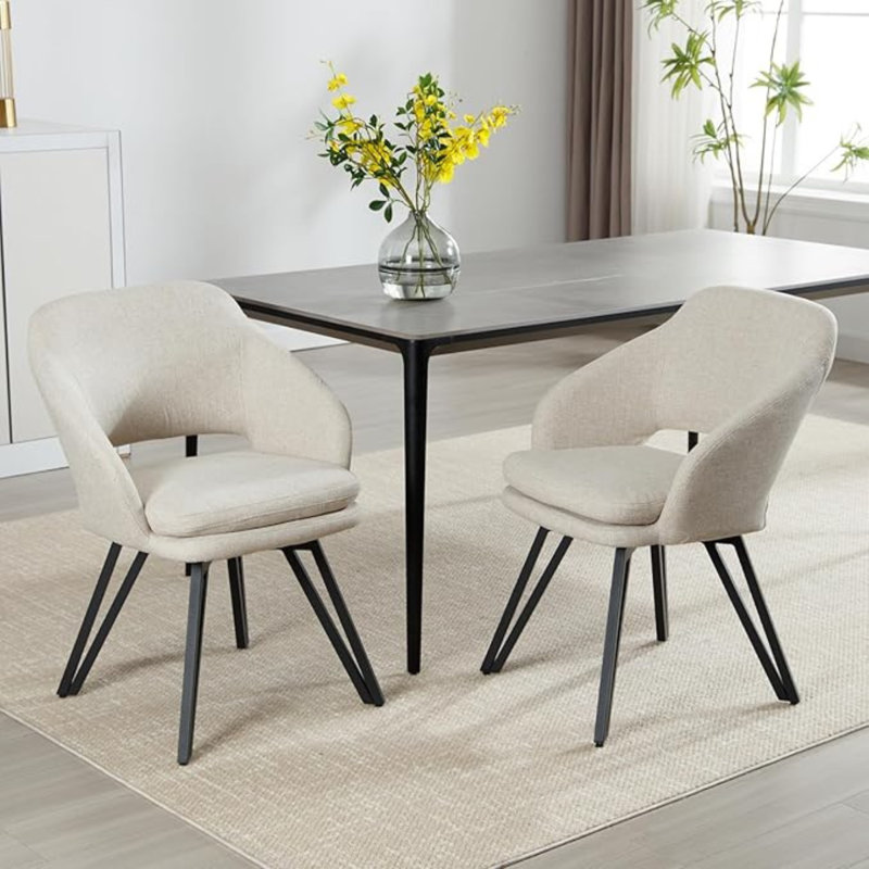 47.5cm H Upholstered Metal Accent, Oatmeal