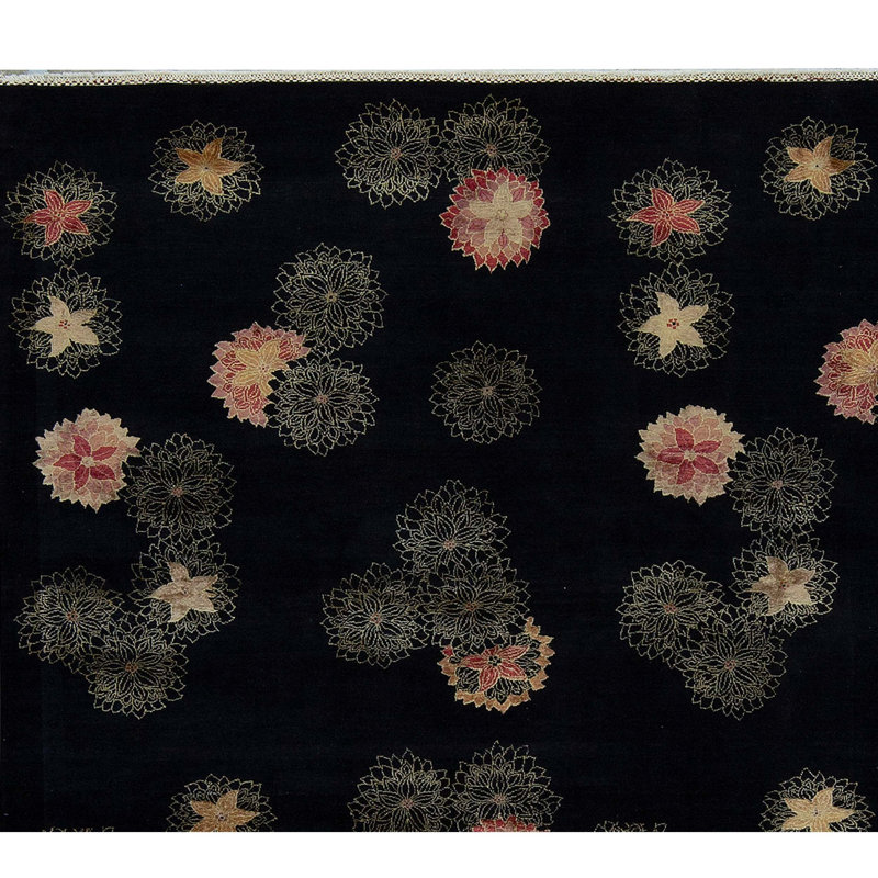 Tapis noir de haute qualité noué à la main