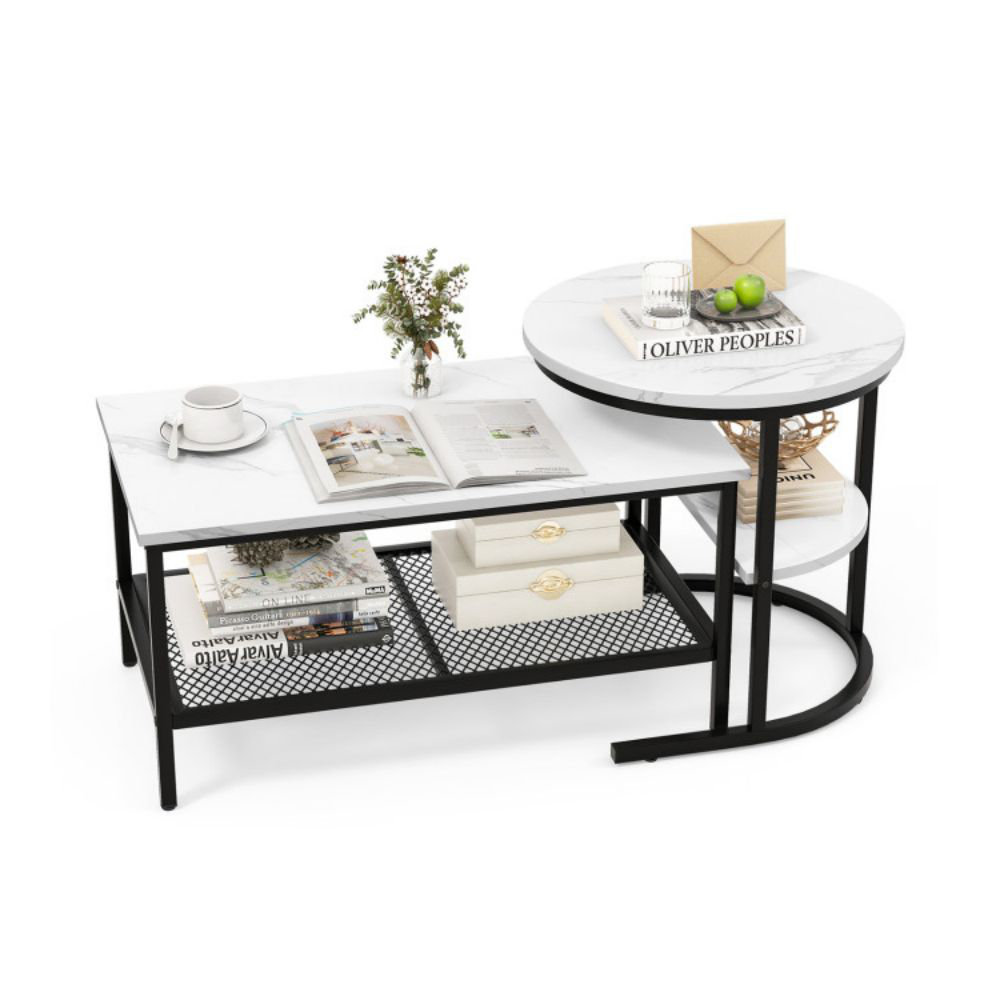 Javarrius Frame Nesting Coffee Table with Storage Wrought Studio™ Table Base 