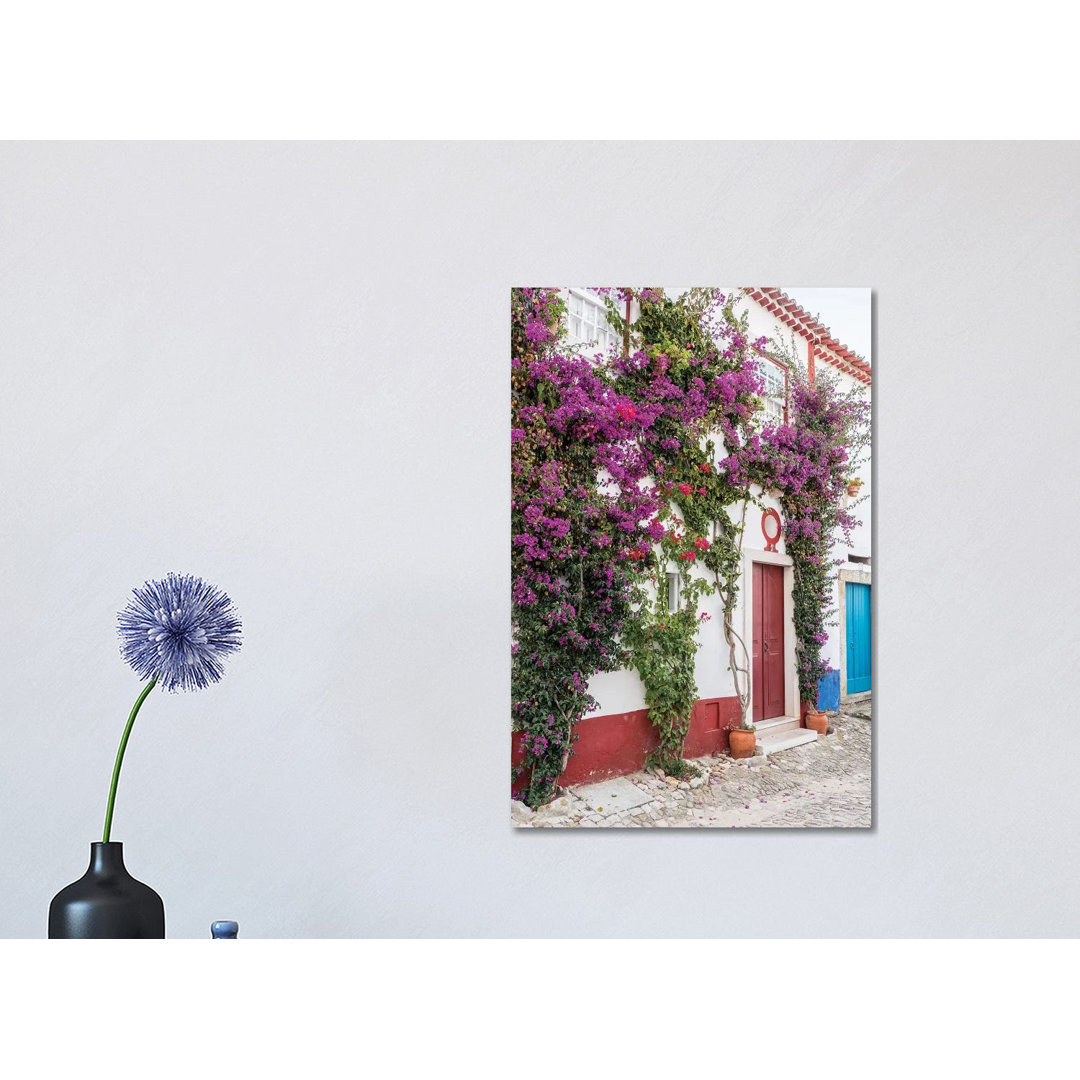 Beautiful Bougainvillea Blooming In Town III, Portugal, Obidos, Portugal by Julie Eggers - Wrapped Canvas Print