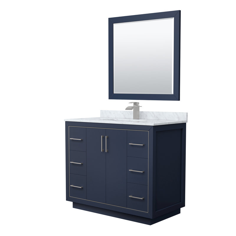 42'' W Single Vanity, Dark Blue, Brushed Nickel