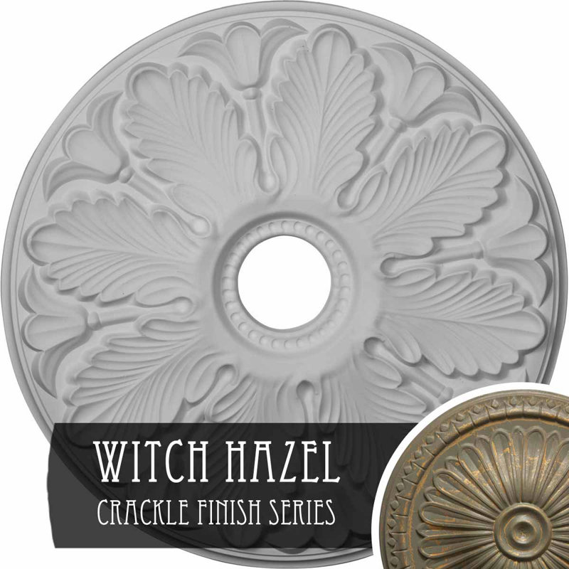 Endurathane Milan Ceiling Medallion, 24 1/2"OD x 3 1/2"ID x 1"P (Fits Canopies up to 4 5/8"), Hand-Painted Witch Hazel Crackle Finish