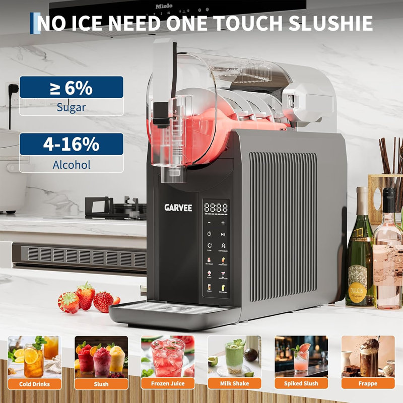 6-in-1 Slush Machine – 2L Frozen Drink Maker, Stainless Steel, LED Display, Auto-Clean – Create Slush, Ice Cream, Cocktails & Milkshakes – Ideal for Home & Parties (Serves 6-10)