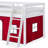 Alaterre Furniture Roxy Low Loft Bed Twin Size with Red and Blue Play Tent (White)-1391831501-1391831502