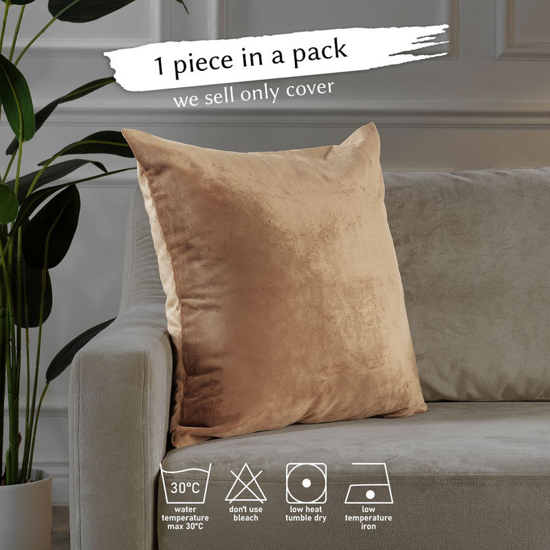 Matte Velvet Cushion Cover - 1 Pc, Antique Brass, 51cm x 51cm