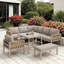 Rynley 238 cm W L-Shaped Metal Patio Corner Sofa Set with Cushions-1879699833