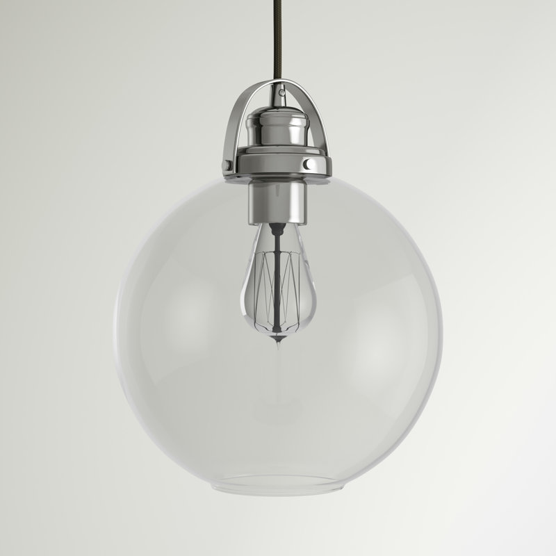 Luminaire suspendu à globe unique à 1 lumière, Nickel poli