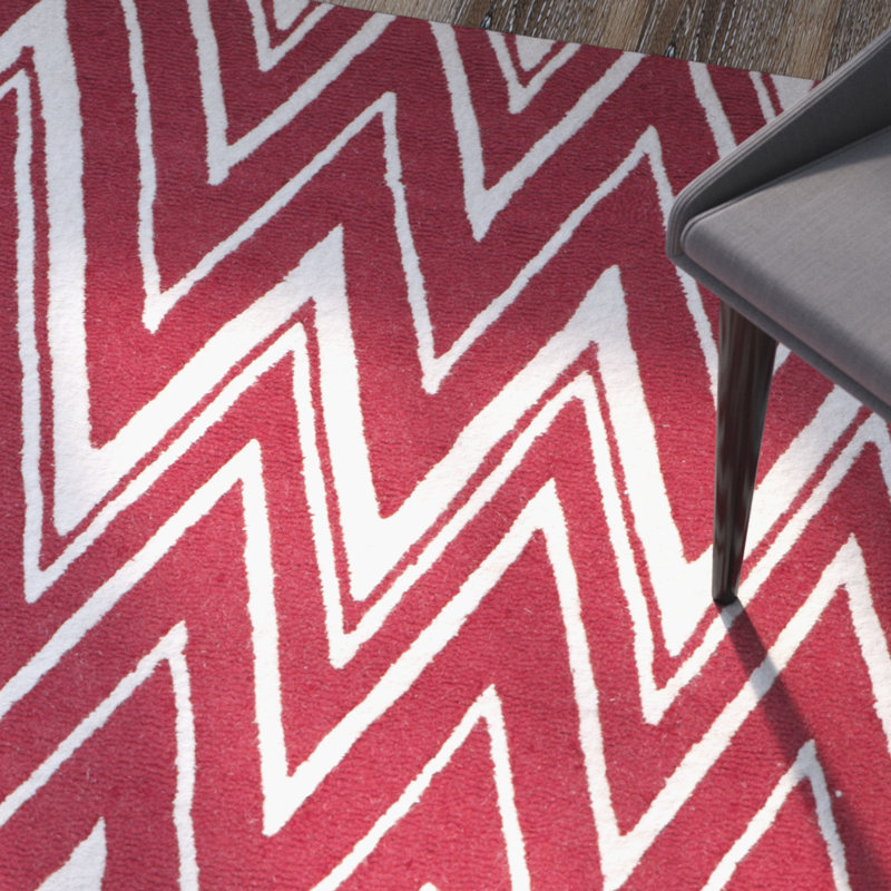Sanyla Hand Tufted Wool Chevron Rug, Rectangle 2'6" x 4'